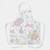 Whimsical Pastel Cats and Peonies Floral Apron Schürze (Vorderseite)