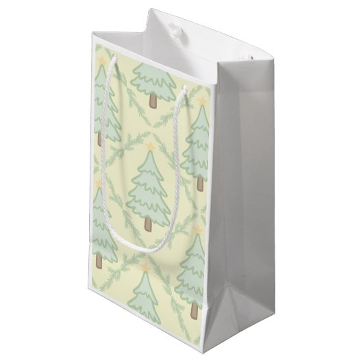 🎁 Whimsical Pastel Christmas Gift Bag  Kleine Geschenktüte (Vorderseite Schrägansicht)