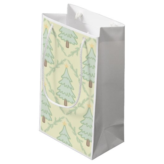 🎁 Whimsical Pastel Christmas Gift Bag  Kleine Geschenktüte (Rückseite Schrägansicht)