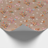 Whimsical Pastel Christmas Ginger Brot gemustert Geschenkpapier (Ecke)