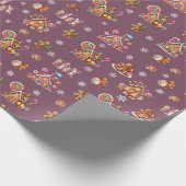 Whimsical Pastel Christmas Ginger Brot gemustert Geschenkpapier (Ecke)