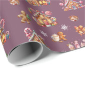 Whimsical Pastel Christmas Ginger Brot gemustert Geschenkpapier (Rolleneckpunkt)