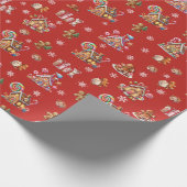 Whimsical Pastel Christmas Ginger Brot gemustert Geschenkpapier (Ecke)