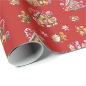 Whimsical Pastel Christmas Ginger Brot gemustert Geschenkpapier (Rolleneckpunkt)