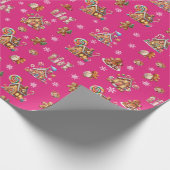 Whimsical Pastel Christmas Ginger Brot gemustert Geschenkpapier (Ecke)