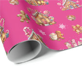 Whimsical Pastel Christmas Ginger Brot gemustert Geschenkpapier (Rolleneckpunkt)
