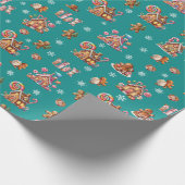 Whimsical Pastel Christmas Ginger Brot gemustert Geschenkpapier (Ecke)