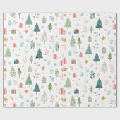 Whimsical Pastel Christmas Pattern Wrapping Paper Geschenkpapier (Flach)