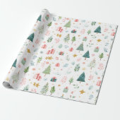 Whimsical Pastel Christmas Pattern Wrapping Paper Geschenkpapier (Ungerollt)