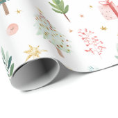 Whimsical Pastel Christmas Pattern Wrapping Paper Geschenkpapier (Rolleneckpunkt)
