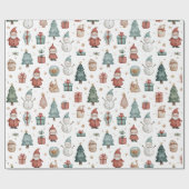 Whimsical Pastel Christmas Pattern Wrapping Paper Geschenkpapier (Flach)