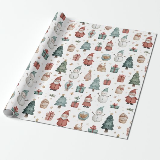 Whimsical Pastel Christmas Pattern Wrapping Paper Geschenkpapier (Ungerollt)