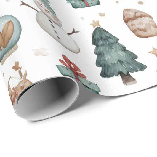 Whimsical Pastel Christmas Pattern Wrapping Paper Geschenkpapier (Rolleneckpunkt)