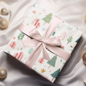 Whimsical Pastel Christmas Pattern Wrapping Paper Geschenkpapier