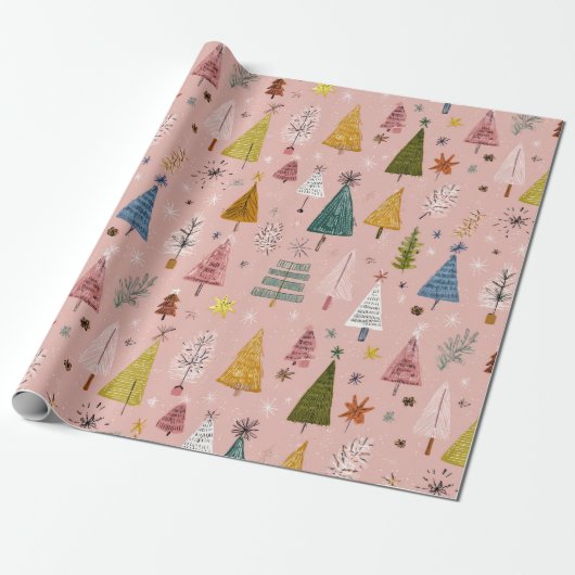 Whimsical Pastel Christmas Tree Geschenkpapier (Ungerollt)