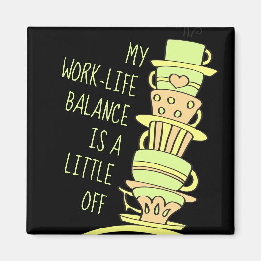 Whimsical Pastel Coffee Cups and Typography Magnet (Vorne)