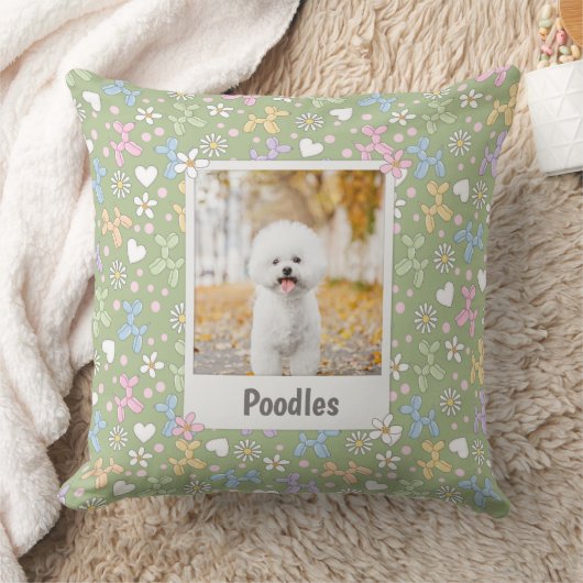 Whimsical Pastel Custom Photo Poodle Throw Pillow Kissen (Decke)