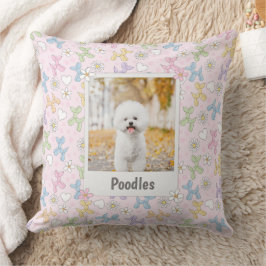 Whimsical Pastel Custom Photo Poodle Throw Pillow Kissen