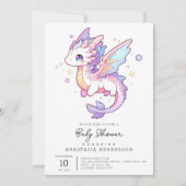 Whimsical Pastel Dragon Baby Dusche Einladung (Vorderseite)