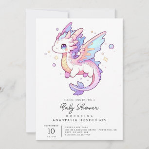Whimsical Pastel Dragon Baby Dusche Einladung