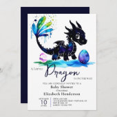 Whimsical Pastel Dragon Boy Baby Dusche Einladung (Vorne/Hinten)
