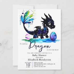 Whimsical Pastel Dragon Boy Baby Dusche Einladung