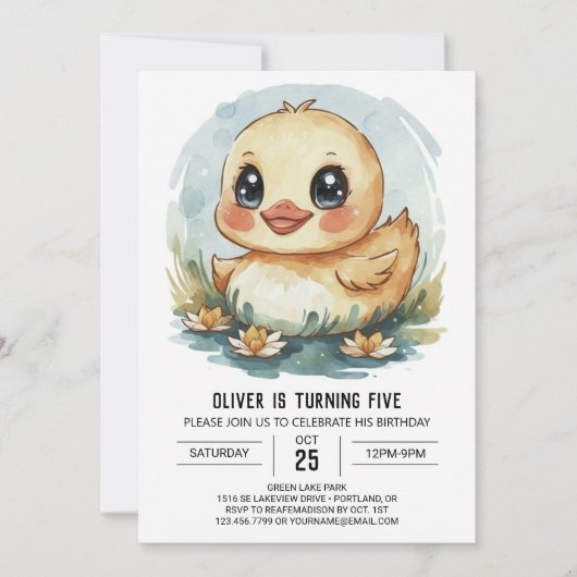 Whimsical Pastel Duck Geburtstag Einladung (Vorderseite)