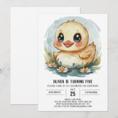 Whimsical Pastel Duck Geburtstag Einladung (Vorne/Hinten)