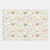 Whimsical Pastel Easter Bunny & Floral Pattern Geschenkpapier Set (Vorderseite 2)