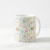 Whimsical Pastel Easter Bunny & Floral Pattern Kaffeetasse (VorderseiteRechts)