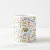 Whimsical Pastel Easter Bunny & Floral Pattern Kaffeetasse (Mittel)