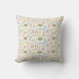 Whimsical Pastel Easter Bunny & Floral Pattern Kissen