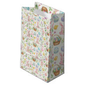 Whimsical Pastel Easter Bunny & Floral Pattern Kleine Geschenktüte (Rückseite Schrägansicht)
