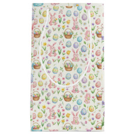 Whimsical Pastel Easter Bunny & Floral Pattern Kleine Geschenktüte
