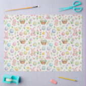 Whimsical Pastel Easter Bunny & Floral Pattern Seidenpapier (Basteln)