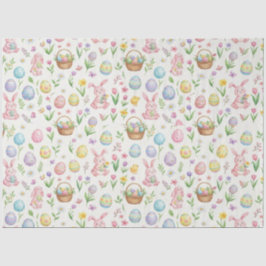 Whimsical Pastel Easter Bunny & Floral Pattern Seidenpapier