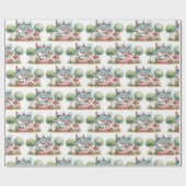 Whimsical Pastel Fairy Tale Hütte Geschenkpapier (Flach)