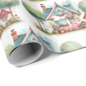 Whimsical Pastel Fairy Tale Hütte Geschenkpapier (Rolleneckpunkt)