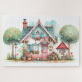 Whimsical Pastel Fairy Tale Hütte Puzzle (Horizontal)