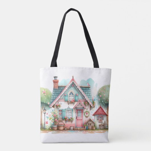 Whimsical Pastel Fairy Tale Hütte Tasche (Rückseite)