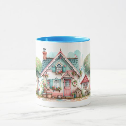 Whimsical Pastel Fairy Tale Hütte Tasse (Zentrum)