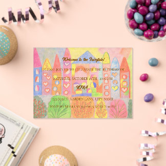Whimsical Pastel Fairytale Castle Birthday Acryleinladungen