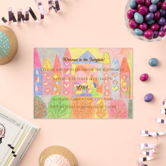Whimsical Pastel Fairytale Castle Birthday Acryleinladungen (Insitu (Feier))
