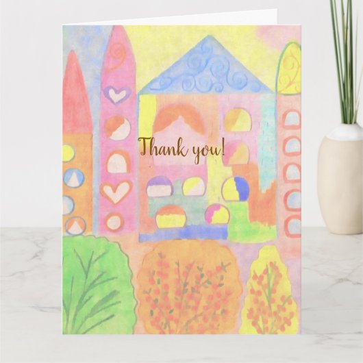 Whimsical Pastel Fairytale Castle Dankeskarte (Vorderseite)