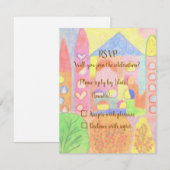 Whimsical Pastel Fairytale Castle RSVP Card Karte (Vorne/Hinten)