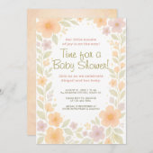Whimsical Pastel Floral Watercolor Babydusche Einladung (Vorne/Hinten)