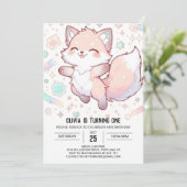 Whimsical Pastel Fox 1. Einladung (Stehend Vorderseite)