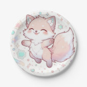 Whimsical Pastel Fox Babydusche Pappteller (Vorderseite)