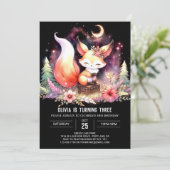 Whimsical Pastel Fox Geburtstag digital Einladung (Stehend Vorderseite)