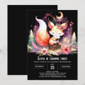 Whimsical Pastel Fox Geburtstag digital Einladung (Vorne/Hinten)